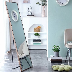 Full Length Mirror Wall/Floor Mounted Full Body Mirror, Solid Wood Frame Bathroom Makeup Mirror, Decorative Mirror,Wall-Mounted Mirror Dressing Mirror - 1 of 4