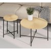KIGFTSOD Radial Pattern Coffee, End Table, Waterproof MDF with PVC Cover, Distressed Cylindrical, Black Metal Legs, Classic Rustic - 2 of 4