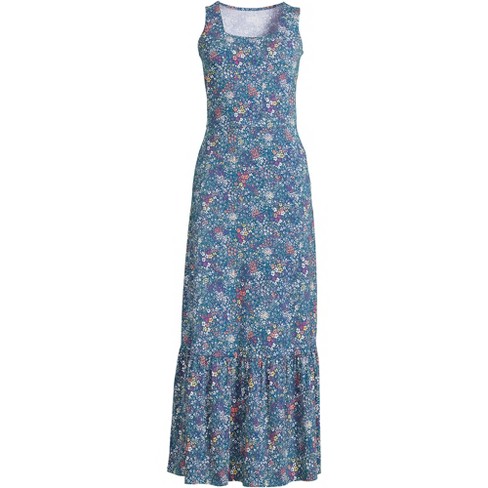 Lands' End Women's Petite Cotton Modal Square Neck Tiered Maxi Dress ...