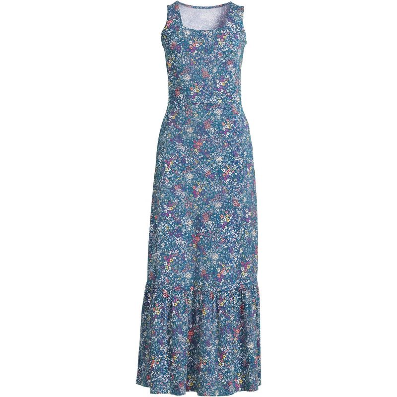 Lands' End Women's Cotton Modal Square Neck Tiered Maxi Dress, 2 of 3