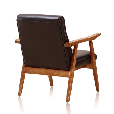 Archduke 29" Black Faux Leather and Wood Accent Chair
