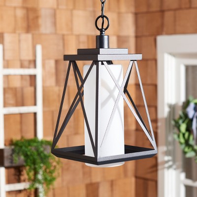 Braith 19" Black Glass Industrial Outdoor Pendant