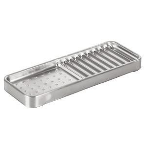 iDESIGN Forma Kitchen Sink Tray for Sponge Scrubber Soap Stainless Steel: Utensil Storage, Hand Wash, Silver, 9"x3.5"x1" - 1 of 4
