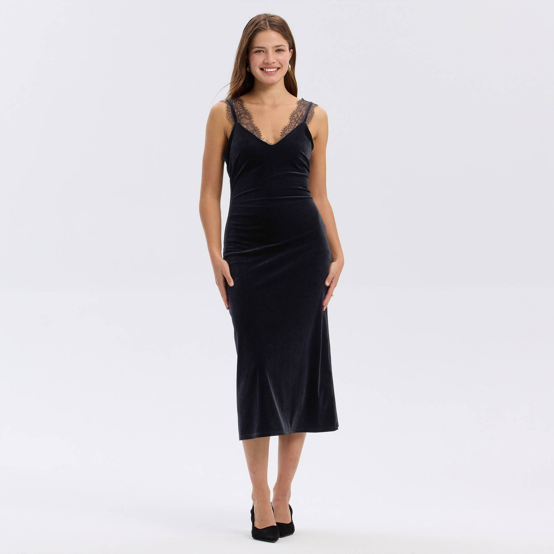 Women's Velvet Midi Slip Dress - A New Day™