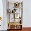 Artloge 70'' Tall Bamboo Freestanding Bookshelf Flower Plants Open Storage Rack with Cabinet for Living Room Hallway Bedroom - 2 of 4