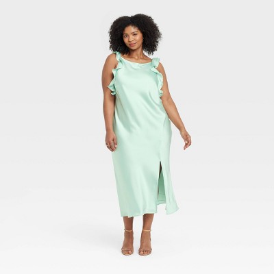 Women's Ruffle Sleeve Satin Maxi Dress - A New Day™