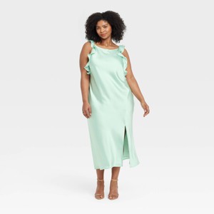 Women's Ruffle Sleeve Satin Maxi Dress - A New Day™ - 1 of 3
