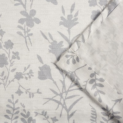 Gray and White Floral Light Filtering Grommet Curtain Panels