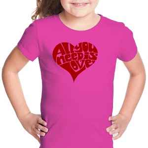 LA Pop Art Girl's Word Art T-shirt - All You Need Is Love - 1 of 4