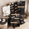 Makeup Vanity Desk with LED Lighted Sliding Mirror, Jewelry Cabinet & Charging Station - 3 of 4