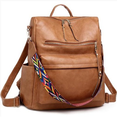Wikineon Backpack Purse for Women Fashion Waterproof PU Leather School Backpack Convertible Shoulder Bags Brown