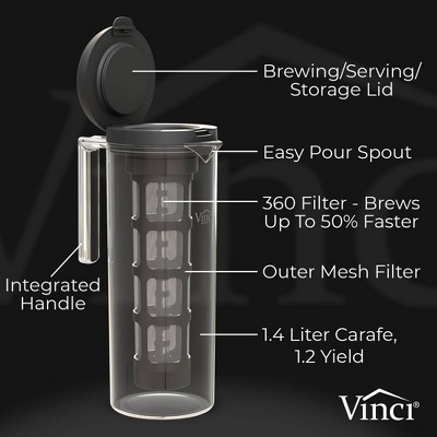 Vinci 1.4L Black Glass Cold Brew Coffee Maker