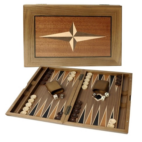 GSE Premium Wooden Inlay Backgammon Board Game Set - image 1 of 4