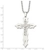 Black Bow Jewelry Stainless Steel & Sterling Silver Inlay Large Cross Necklace, 20 Inch - 4 of 4