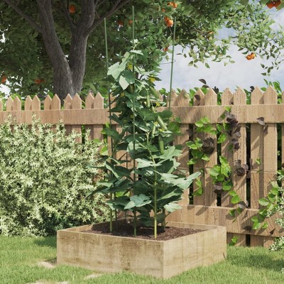 vidaXL Garden Plant Supports with 4 Rings 5 pcs Green 35.4" Steel