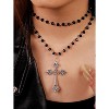 Gothic Layered Cross Choker | Y2K Black Bead Emo Christmas Gift Necklace - 2 of 4