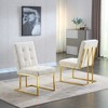 NicBex 2-piece Set Dining Chair Modern Upholstered Linen Fabric Side Chair with Tufted Button Back and Gold Metal Legs for Dining Room - 2 of 4