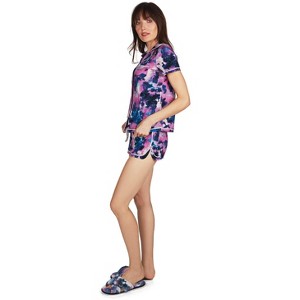 Memoi Women's Stardust Tie Dye Notch Collar Cotton Blend Pajama Set - 1 of 4