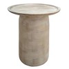 Royal Hampton, Oais Side End Table, Sandblasted Distressed Mango Wood, 17 Inch Round Top - 4 of 4