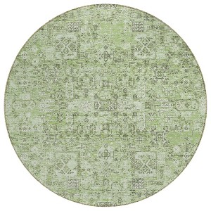 Artichoke Green And Olive Green Floral Washable Indoor Outdoor Area Rug - 1 of 4