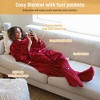 Catalonia Adult Wearable Fleece Blanket Snuggie with Foot Pockets, Super Soft Micro Plush Wrap Blanket Long Robe Loungewear, Cozy Gift for Woman Man - 2 of 4
