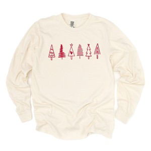 Simply Sage Market Row Of Christmas Trees Garment Dyed Long Sleeve - 1 of 4