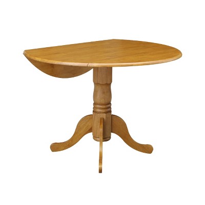Contemporary 44.5" Round Oak Wood Extendable Dining Table