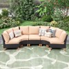 Syemin Patio Seating Sets, 6 Piece Outdoor Sectional Furniture Set with Cushions for Garden, Balcony, and Backyard, Beige, 23.8"*30"*30.7" - 3 of 4