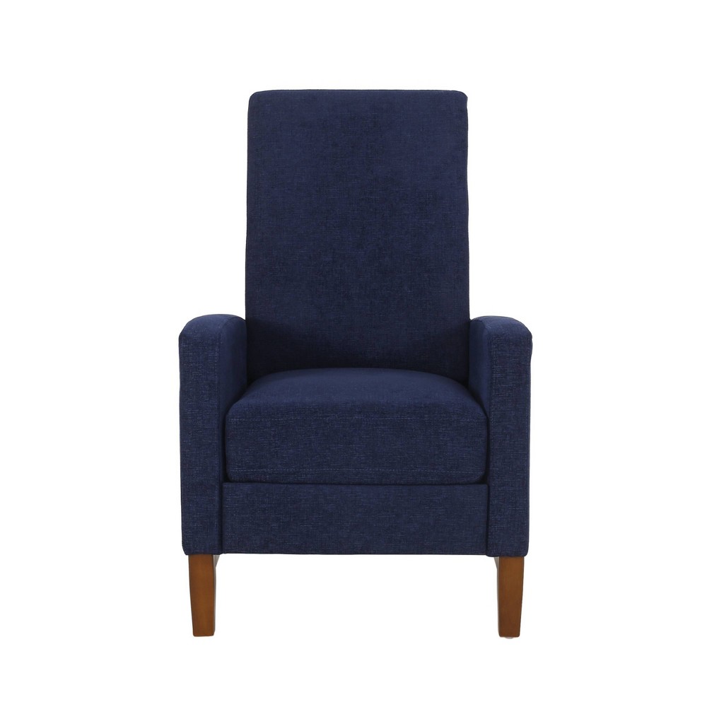 Photos - Chair Kalstrom Contemporary Fabric Upholstered Pushback Recliner Navy Blue/Brown