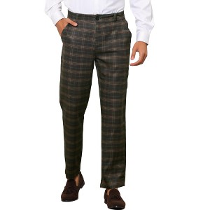 Lars Amadeus Men's Straight Fit Formal Plaid Patterned Suit Pants - 1 of 4