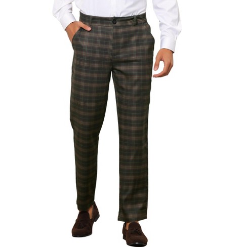 Lars Amadeus Men's Straight Fit Formal Plaid Patterned Suit Pants - image 1 of 4