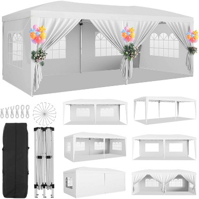 10x20 Pop Up Canopy Tent with 6 Removable Sidewalls, Waterproof Commercial Canopy Outdoor Gazebo Garden Tents for Parties with Sandbags