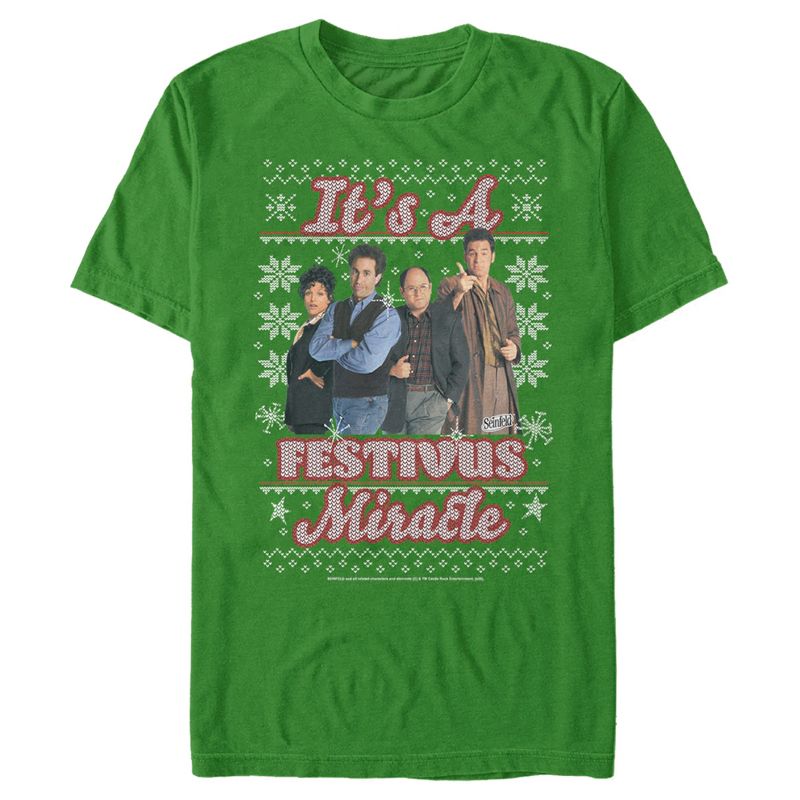 Men's Seinfeld It's A Festivus Miracle Sweater Print T-Shirt, 1 of 6