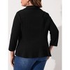 Plus Size Blazer For Women 3/4 Sleeve Ruffle Open Front Jacket Casual Office Coat - 2 of 4
