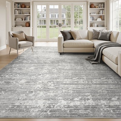 MontVoo Modern Abstract Washable Area Rug Gray