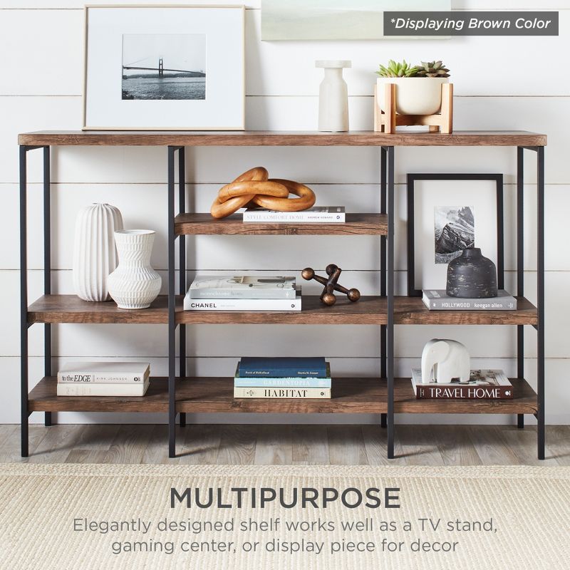 Best Choice Products 55in Industrial 4-Tier Console Table w/ Tall Shelves, Metal Frame, 4 of 8