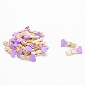 Unique Bargains Heart-shaped Mini Wooden Art Supplies Card Photo Clip 1.2"x0.7"x0.4" 50 Pcs - 1 of 4