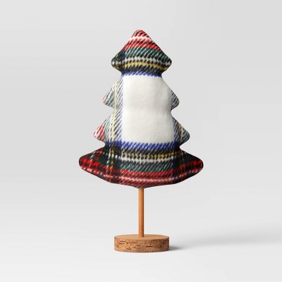 12&#34; Plaid Fabric Christmas Tree with Wood Base Figurine - Wondershop&#8482;