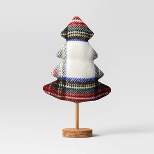 12" Plaid Fabric Christmas Tree with Wood Base Figurine - Wondershop™