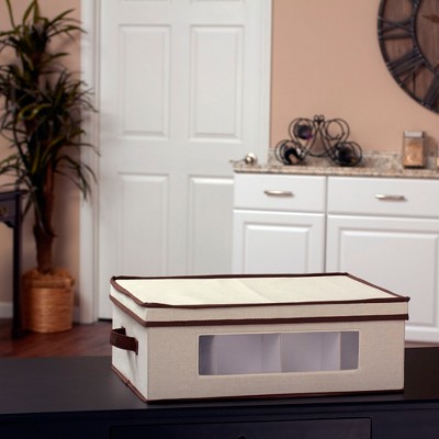 Natural Fabric Stackable Lidded Storage Box with Window