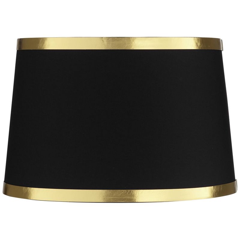 Springcrest Collection Set of 2 Hardback Drum Lamp Shades Black Medium 13" Top x 15" Bottom x 10" Slant Spider Replacement Harp and Finial Fitting, 3 of 8