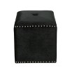 GDFStudio Esteban Modern Glam Velvet Square Ottoman with Nailhead Trim - 2 of 4