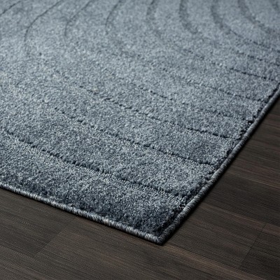 Blue Geometric Wave 9' x 12' Synthetic Area Rug