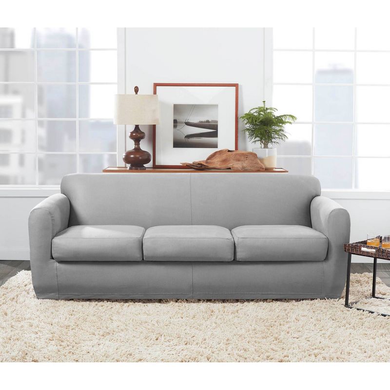 4pc Ultimate Stretch Leather Sofa Slipcovers - Sure Fit, 4 of 9