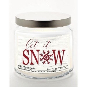 Courtside Market Let it Snow Candy Cane 12.8oz Soy Wax Candle Glass Jar with Brushed Silver Metal Lid - 1 of 3