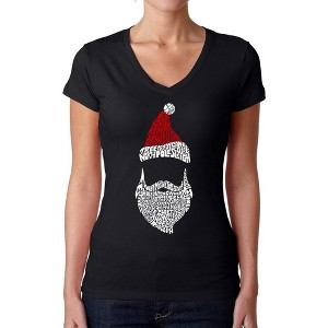 LA Pop Art Women's Word Art V-Neck T-Shirt - Santa Claus - 1 of 4
