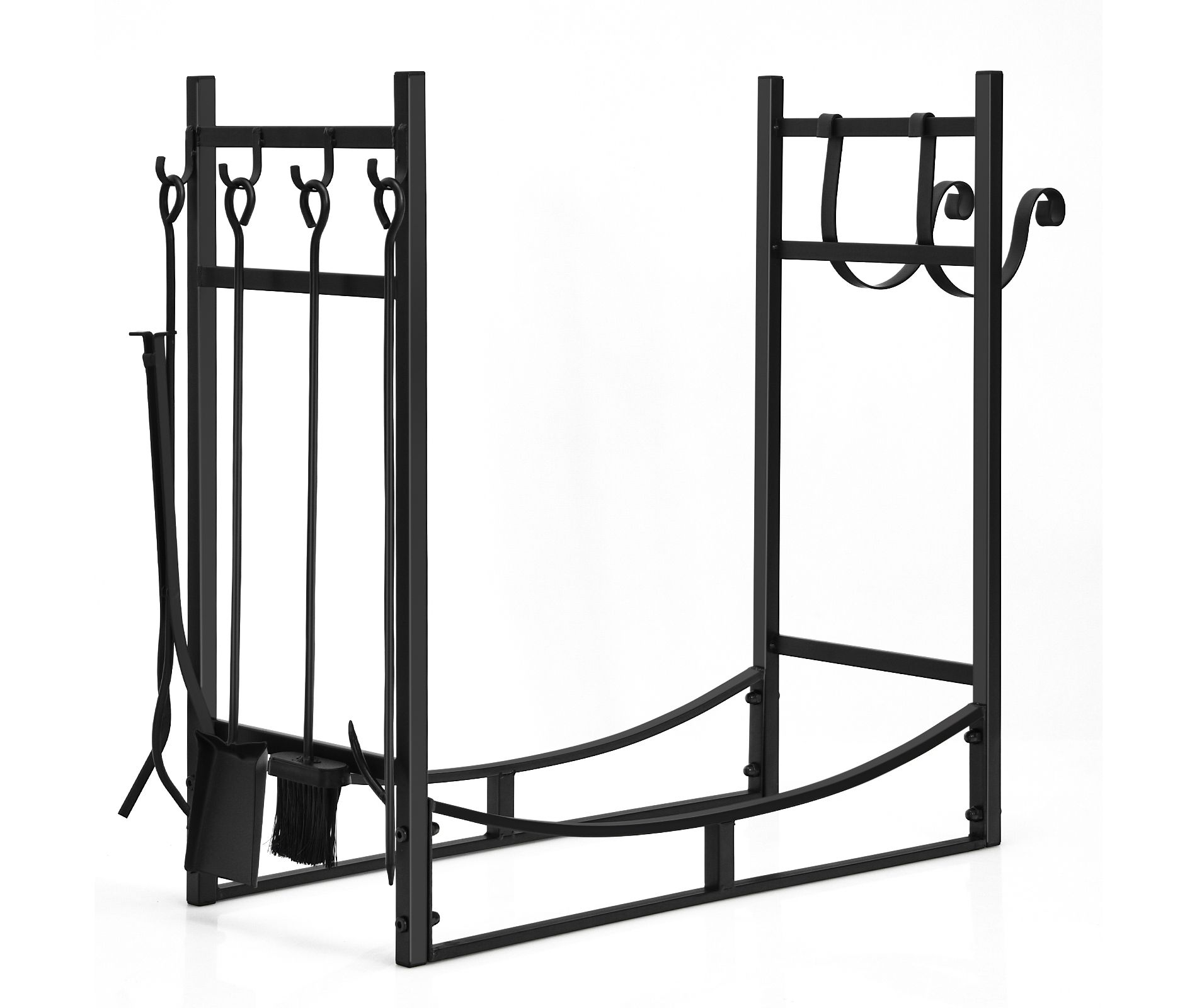 Tangkula 30" Firewood Rack with Tool Set 30" Fireplace Log Holder for Indoor&Outdoor Wood Stacker Lumbar Storage Organizer