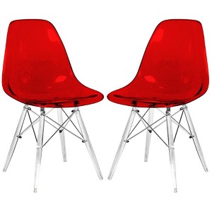 LeisureMod Dover Modern Dining Chair with Acrylic Base, Set of 2 - 1 of 4