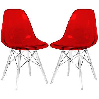 LeisureMod Dover Modern Dining Chair with Acrylic Base, Set of 2