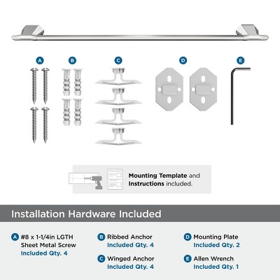 St. Vincent 24 Inch Chrome Wall Mounted Towel Bar